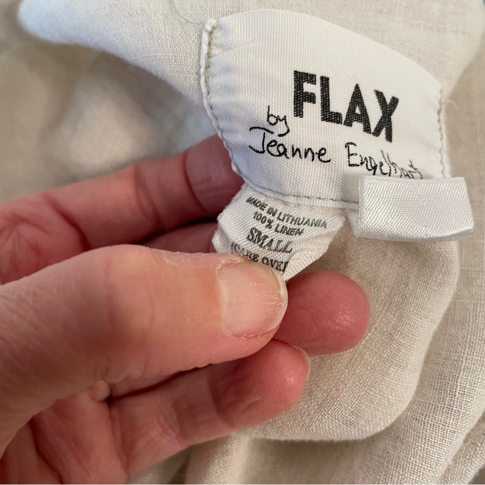 Flax Dress Linen Shirt Long Tunic Lagenlook Minimalist Beige Size Small - Picture 8 of 9